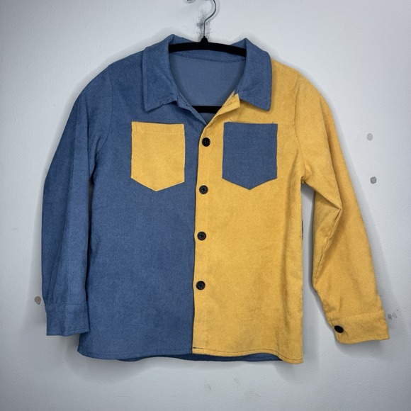 SHEIN Other - 9Y Corduroy Long Sleeve Button Down Work Shirt‎ Patchwork Blouse Casual Tops